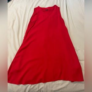 Red chiffon vneck dress with pockets